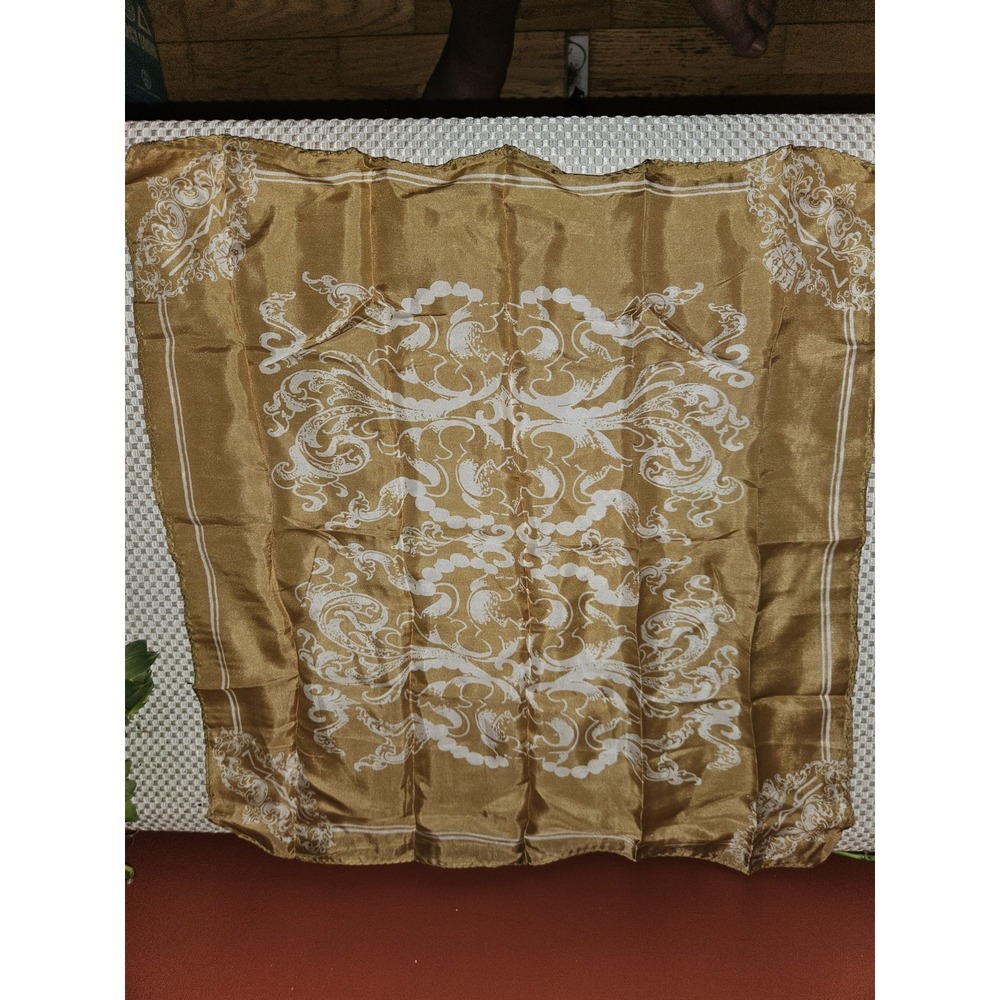 Brand new MAC cosmetics silk scarf 16'  X 17' Inches Gold